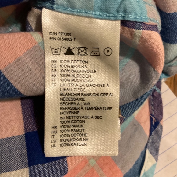 H&M LOGG Women’s Sz 14 Pink Blue Long Sleeve Plaid Button Up Shirt - Picture 9 of 10